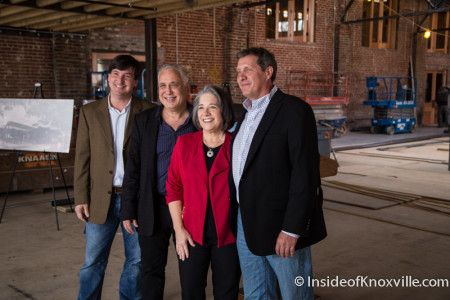 Mark Heinz, Ashley Capps, Mayor Madeline Rogero and David Dewhirst, Press Conference for the Mill and Mine, 225 W. Depot Ave., Knoxville, March 2016