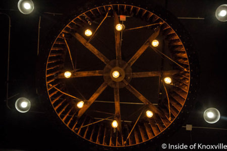 Industrial Chandelier, Maple Hall, 414 S. Gay, Knoxville, June 2016