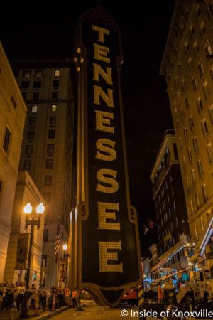Tennessee Theatre Blade Sign Re-installation, Gay Street, Knoxville, August 2016