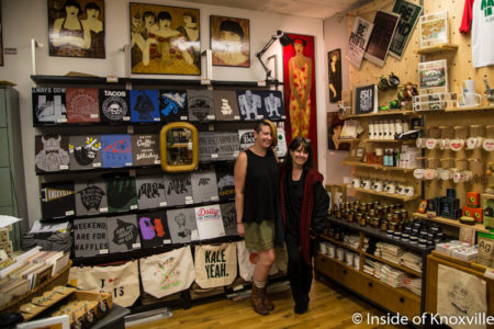 Bridget Daunais, Store Manager with Artist Cynthia Markert, Rala, 323 Union Avenue, Knoxville, November 2016