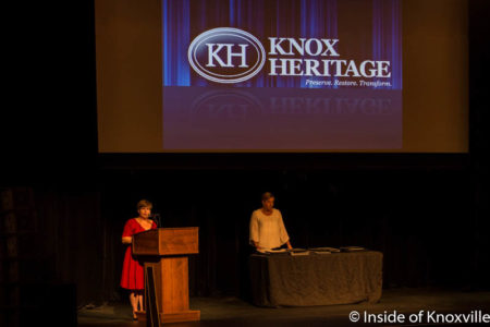 Kim Trent, Executive Director, Knox Heritage Preservation Awards, Bijou Theatre, Knoxville, November 2016