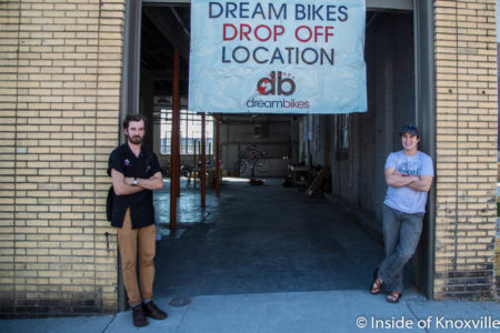 L-R, Mitchell Connell and Preston Flaherty, DreamBikes, 309 N. Central Street, Knoxville, November 2016