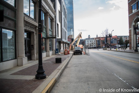 Construction on the Tombras Building, Corner of Gay and Church, Knoxville, January 2018