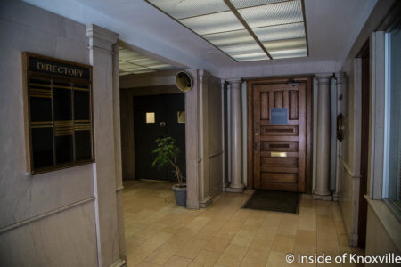 Foyer of the Mechanics Bank and Trust Building, 612 South Gay Street, Knoxville, January 2018