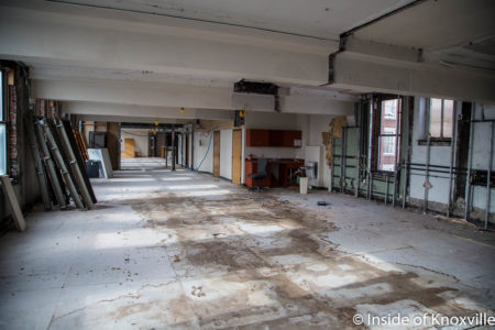 Unfinished floors of the Mechanics Bank and Trust Building, 612 South Gay Street, Knoxville, January 2018