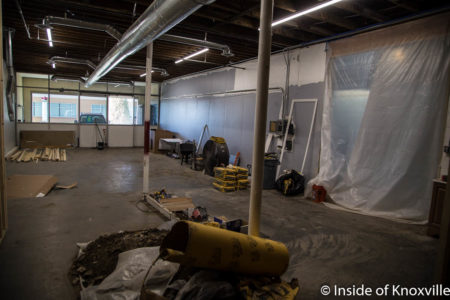 New Workout Space Under Construction, KyBRa, 800 North Broadway, Knoxville, February 2018