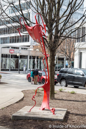 Luke Achterberg, Imbroglio, Painted Steel, 10 Feet Tall, 300 Pounds, Krutch Park, Knoxville, March 2018