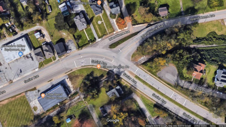 Current Areal Closeup of Roundabout Area, Sevier Avenue Streetscape Project, Knoxville, April 2018