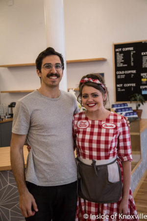 Manager Noam Orr with Cruze Farm Girl, Pearl on Union, 513 Union Avenue, Knoxville, April 2018