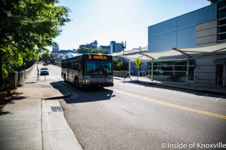 Bus at the Transit Center, Church Avenue, Knoxville, May 2018