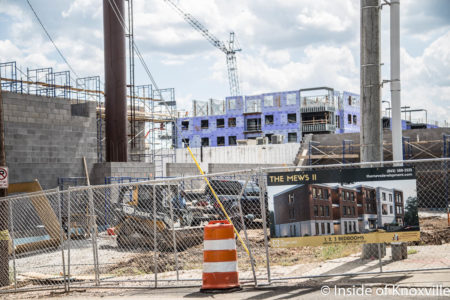Construction of Mews II with Regas Square Lofts in Background, Magnolia and Ogden, Knoxville, May 2018