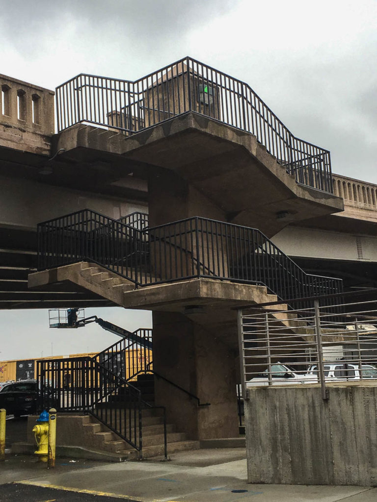 Stairwell at Gay Street Viaduct, West Jackson Avenue at the Gay Street Viaduct, Knoxville, March 2018 (Photo Couresy of CBID)